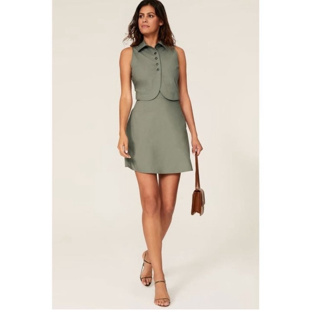 Emporio Armani Green Poplin Sleeveless Mini Dress Women's Size 40 (US 8/10)